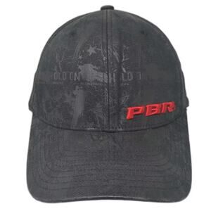 PBR Baseball Cap Black Red XL Flexfit Hat Embroidered All Over Print Bull Riding